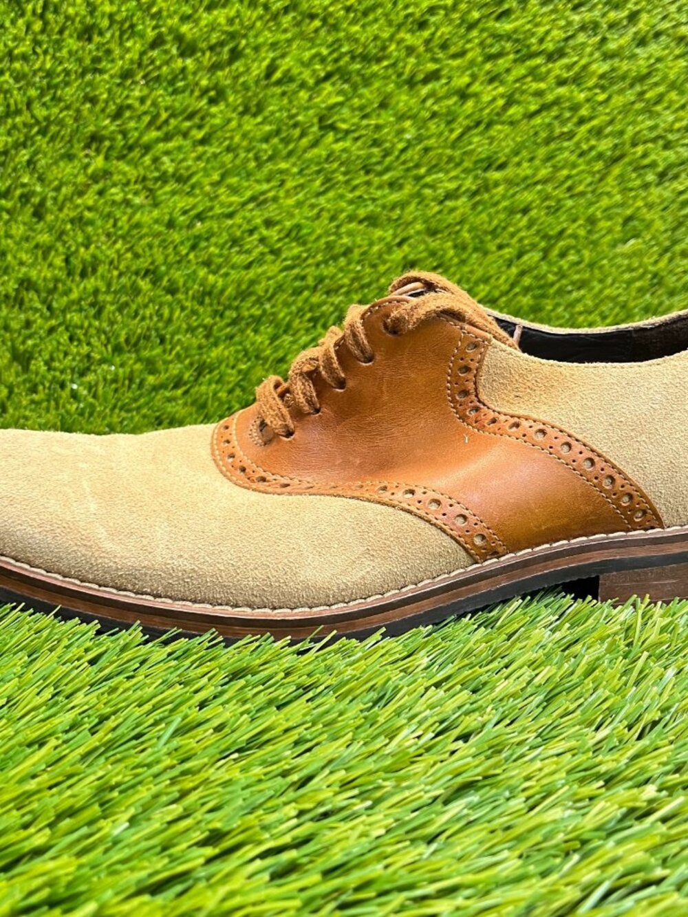 Cole Haan Great Jones Saddle Mens Size 7.5 Brown Classic Suede Oxford Shoes - Picture 3 of 10